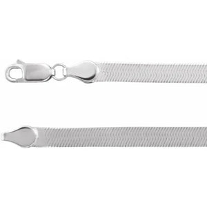 14K White Gold 4.6 mm Wide Flexible Herringbone Chain Bracelet