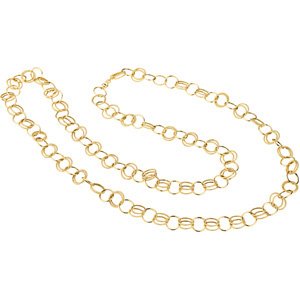 14K Yellow Gold 38 Inch Large Link Chain Long Necklace
