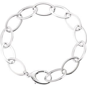 Sterling Silver 8 Inch Large Oval Link Bracelet