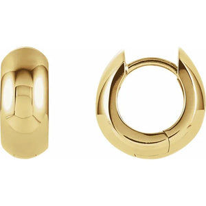 14K White Gold 12.7 x 5.5 Huggie Hoop Earrings