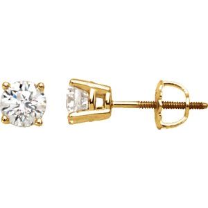 14K Gold Cocktail Style Round White Natural Diamond Stud Earrings