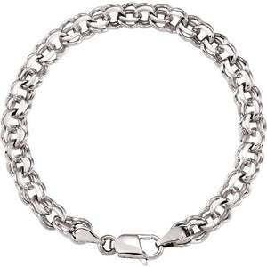14K Gold 7mm Solid Double Link Charm Bracelet