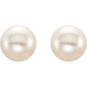 Sterling Silver 8-9 mm Cultured White Freshwater Pearl Stud Earrings