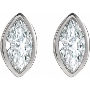 14K Gold 1/6 Carat Natural Diamond Marquise Cut Solitaire Stud Earrings