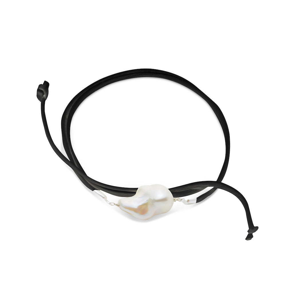 Baroque Freshwater Pearl & Satin Convertible Necklace / Anklet - Silver