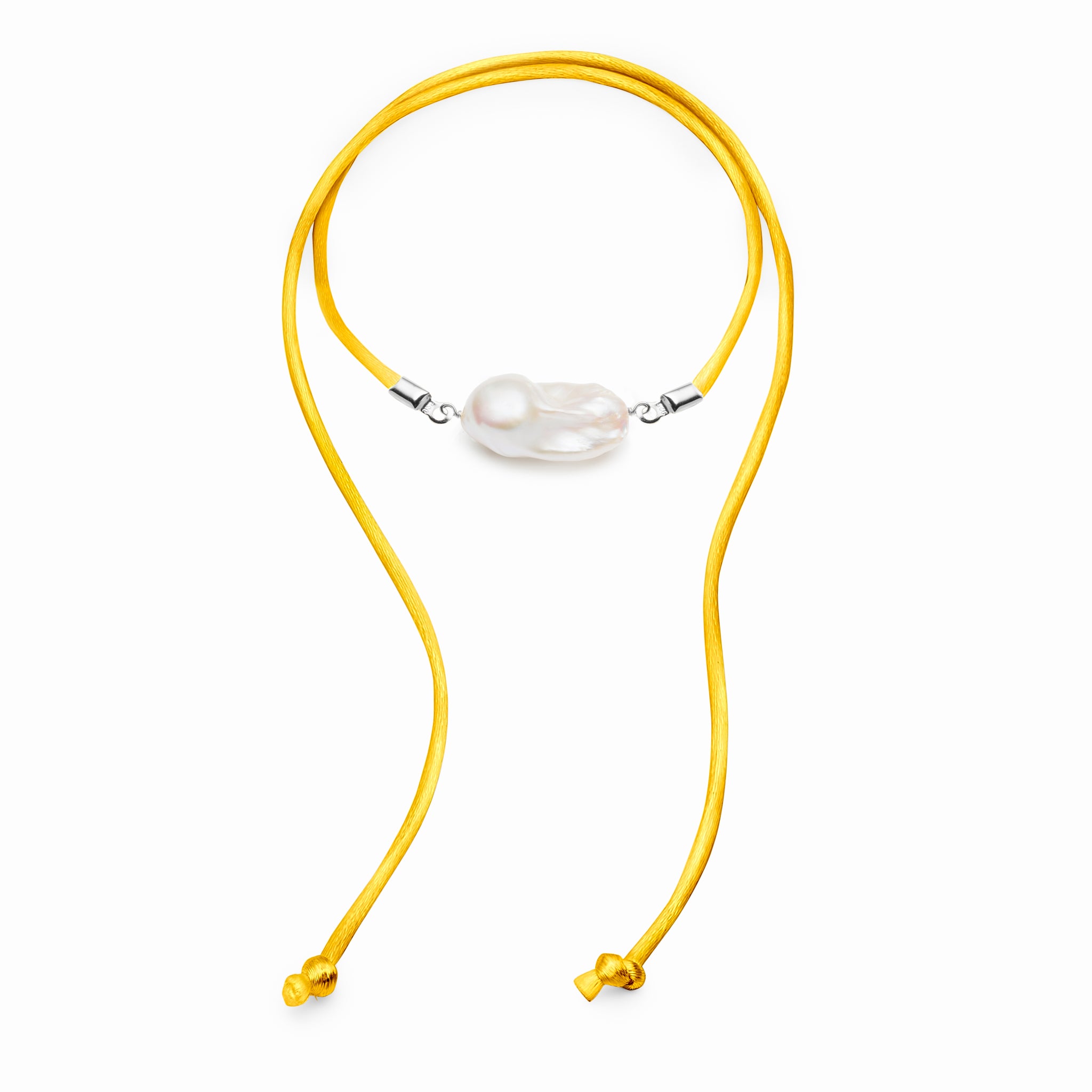 Baroque Freshwater Pearl & Satin Convertible Necklace / Anklet - Gold