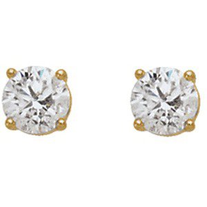 14K Gold Cocktail Style Round White Natural Diamond Stud Earrings