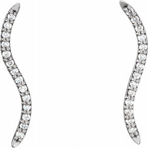 14K Gold 1/6 Carat Diamond Ear Climber Earrings