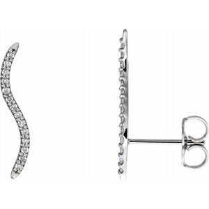 14K Gold 1/6 Carat Diamond Ear Climber Earrings