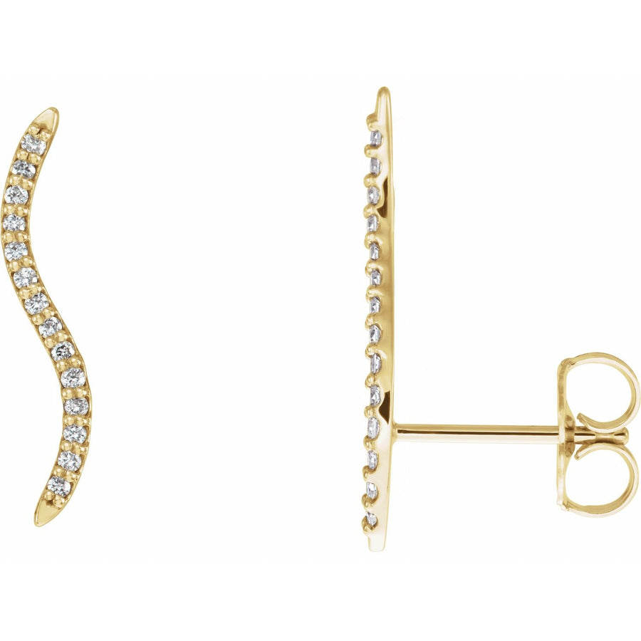 14K Gold 1/6 Carat Diamond Ear Climber Earrings