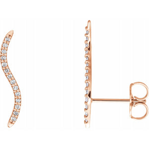 14K Gold 1/6 Carat Diamond Ear Climber Earrings