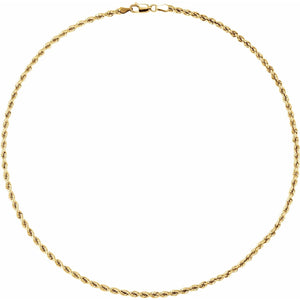 14K White Gold 3mm Rope Chain Bracelet