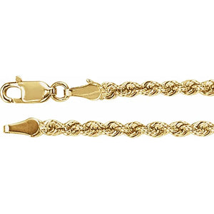 14K Yellow Gold 3mm Rope Chain Necklace