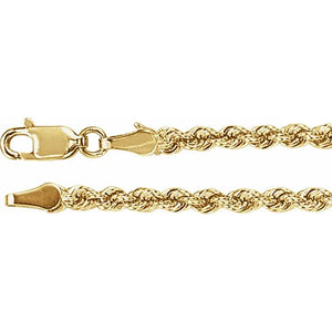 14K Yellow Gold 3mm Rope Chain Bracelet