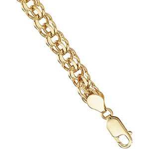 14K Gold 7mm Solid Double Link Charm Bracelet