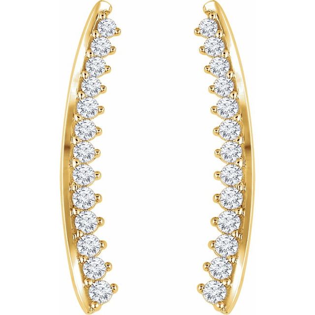 14K Gold 1/3 Carat Diamond Curves Ear Climber Earrings