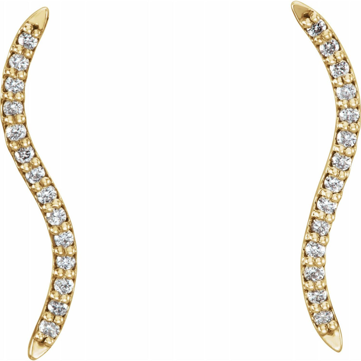 14K Gold 1/6 Carat Diamond Ear Climber Earrings