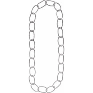 Sterling Silver Chunky Mesh Link 35 Inch Chain Necklace