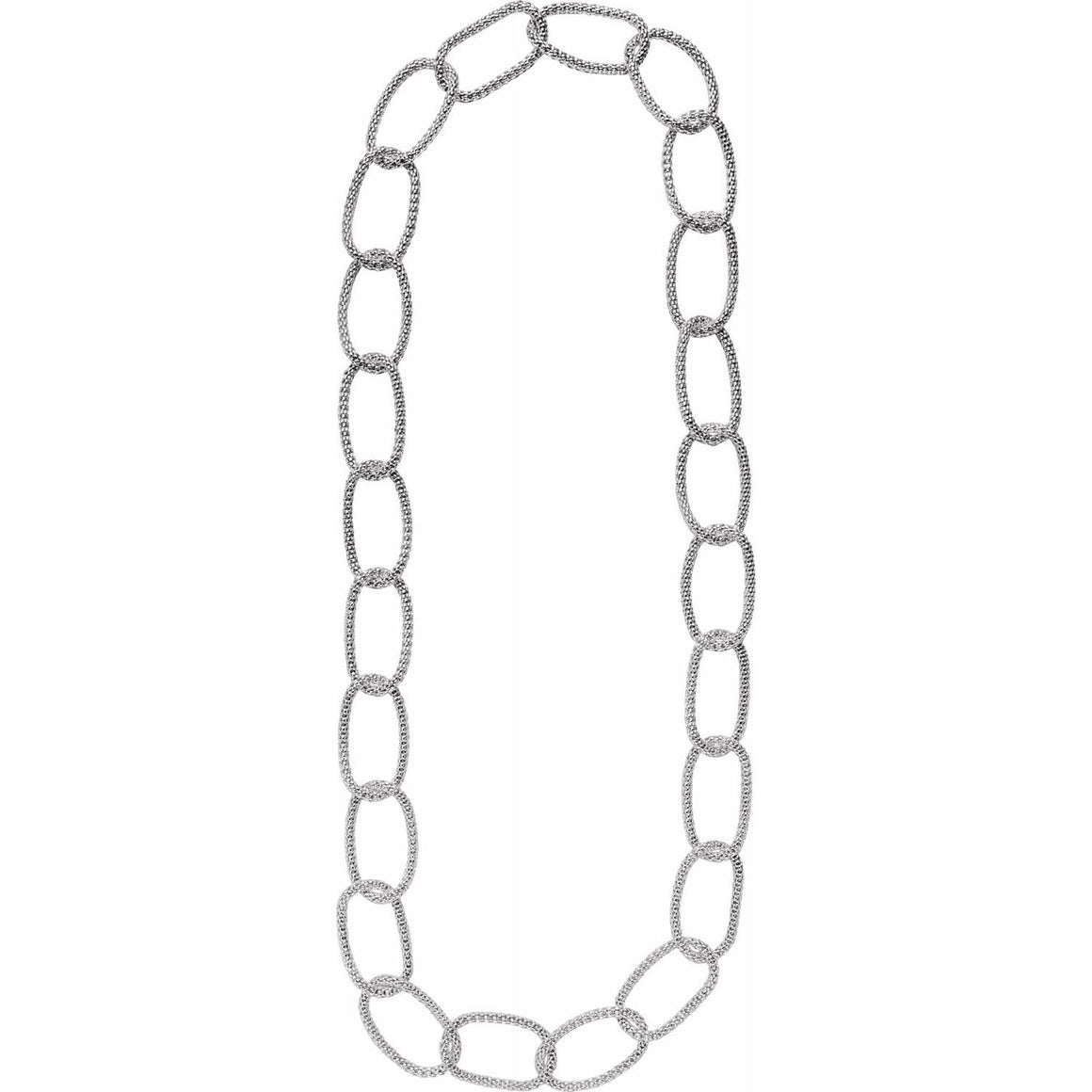 Sterling Silver Chunky Mesh Link 35 Inch Chain Necklace