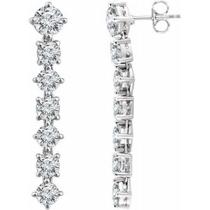 Sterling Silver 7 Stone Cubic Zironia Dangle Earrings
