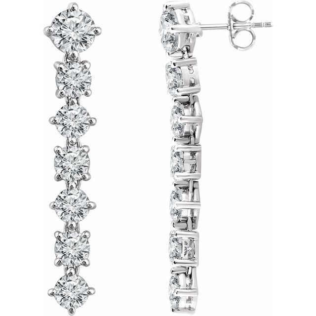 Sterling Silver 7 Stone Cubic Zironia Dangle Earrings