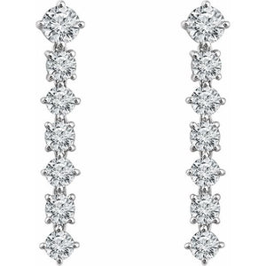 Sterling Silver 7 Stone Cubic Zironia Dangle Earrings