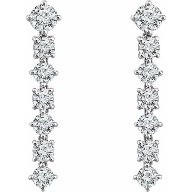 Sterling Silver 7 Stone Cubic Zironia Dangle Earrings