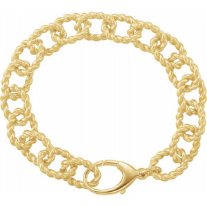 14K Yellow Gold Vermeil Chunky Rope Link Charm Bracelet