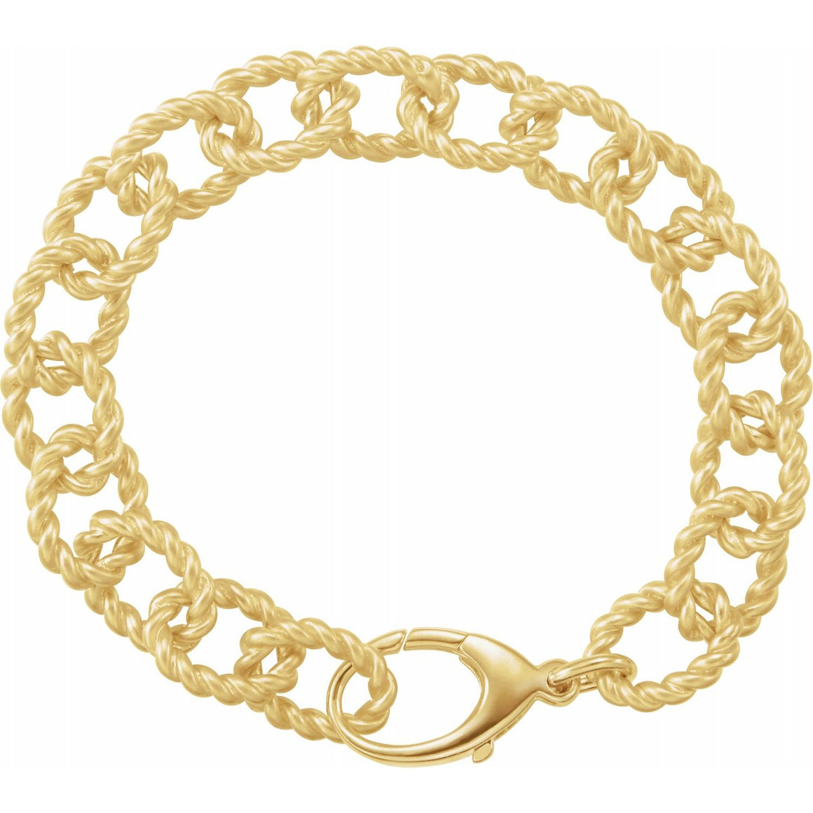 14K Yellow Gold Vermeil Chunky Rope Link Charm Bracelet