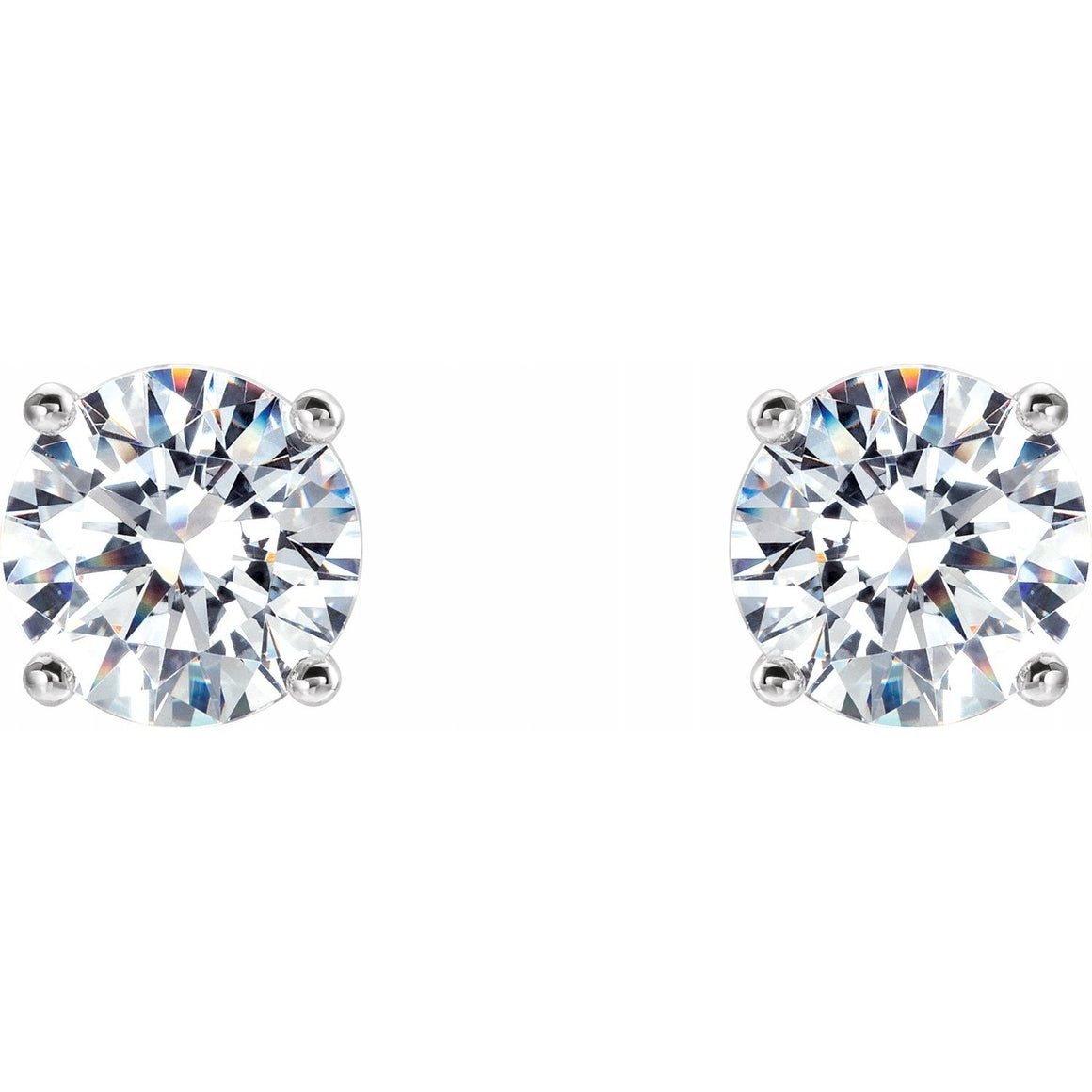 14K Gold Cocktail Style Round White  Lab-Grown Diamond Stud Earrings