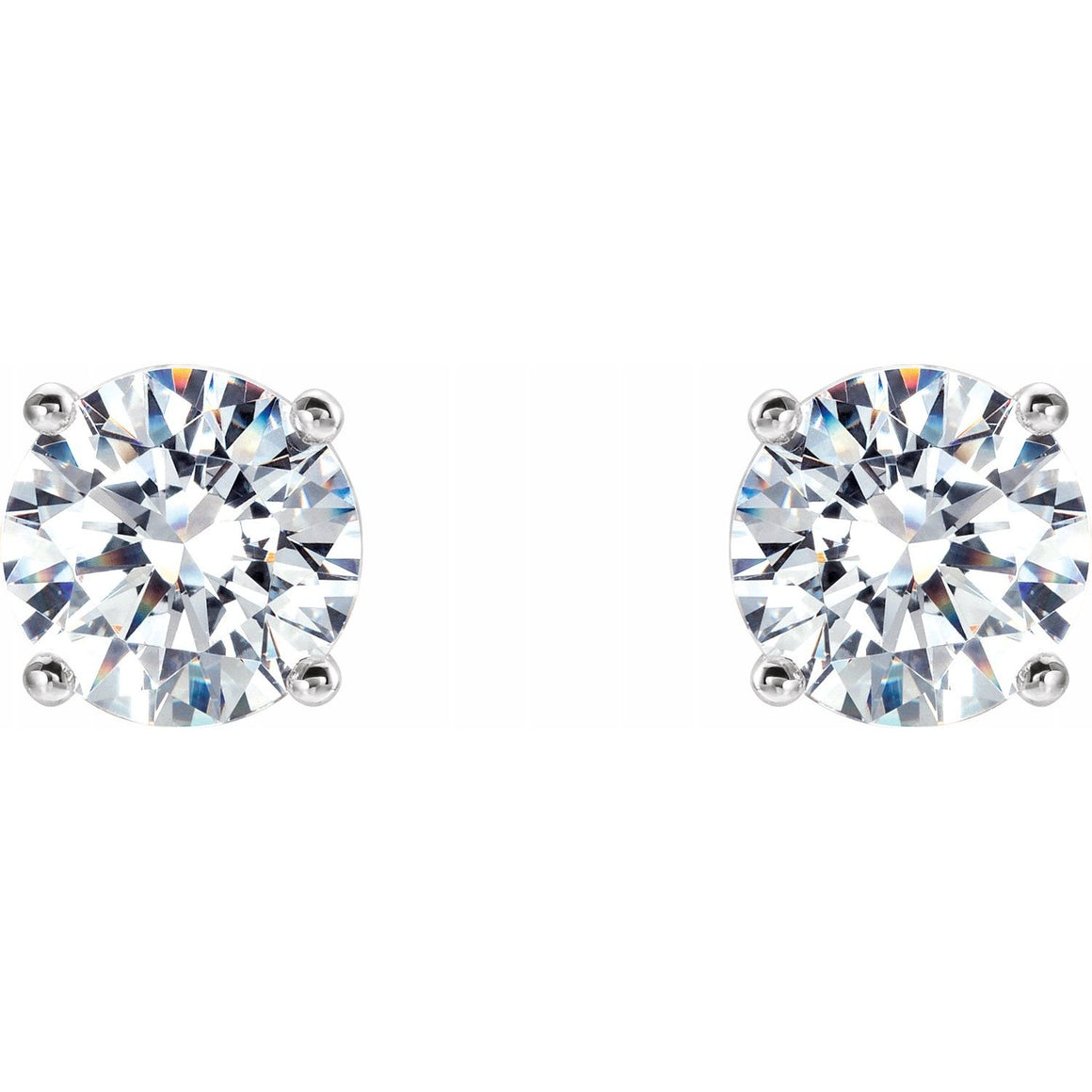 14K Gold Cocktail Style Round White  Lab-Grown Diamond Stud Earrings