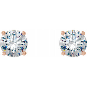 14K Gold Cocktail Style Round White  Lab-Grown Diamond Stud Earrings