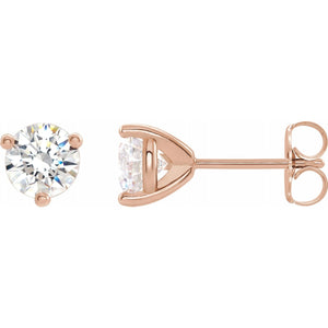 14K White Gold Round Lab-Grown Moissanite Stud Earrings