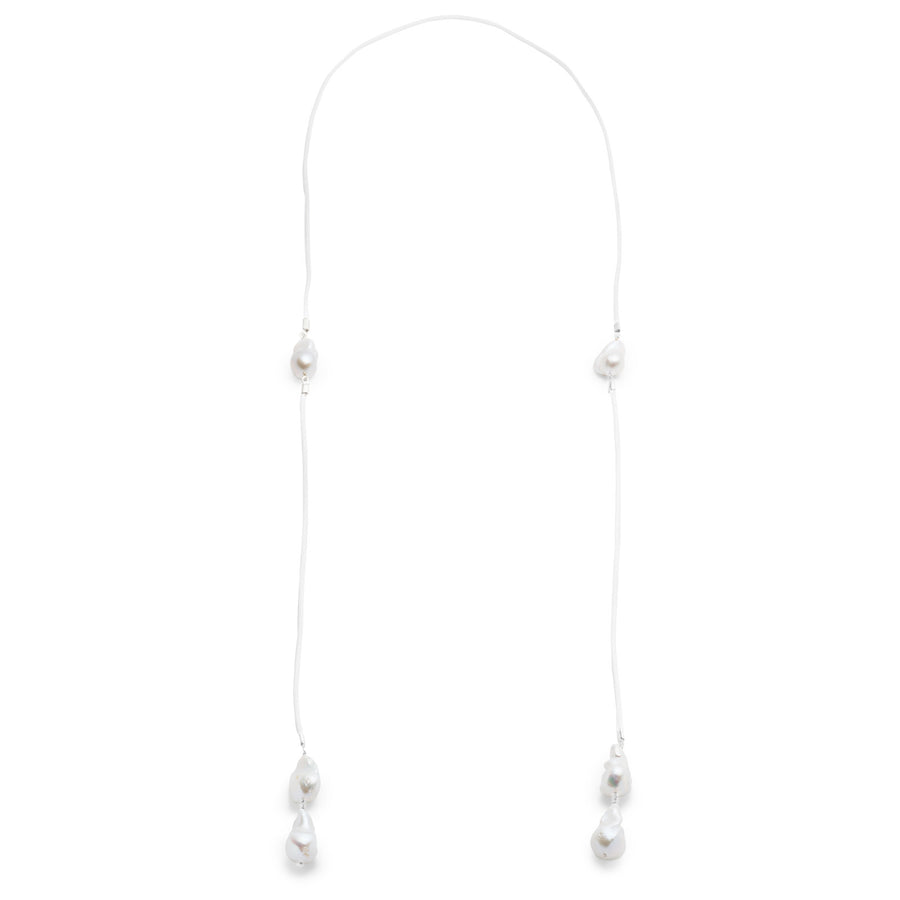 Baroque Freshwater 6 Pearl Double Wrap Necklace - Silver