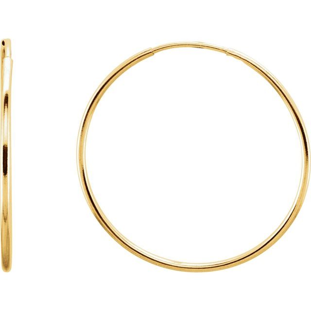 14K Yellow Gold 24 mm Endless Hoop Earrings