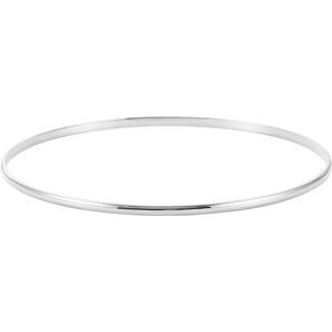 14K White Gold Minimalistic Half Round Bangle Bracelet