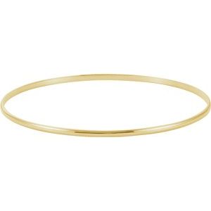 14K White Gold Minimalistic Half Round Bangle Bracelet