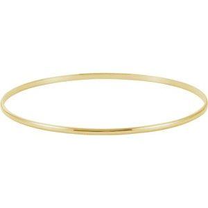 14K Yellow Gold Minimalistic Half Round Bangle Bracelet