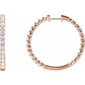 14K Gold Inside-Outside Lab-Grown White Diamond Hoop Earrings