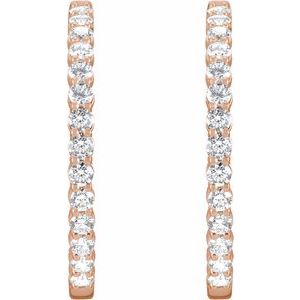 14K Gold Inside-Outside Lab-Grown White Diamond Hoop Earrings