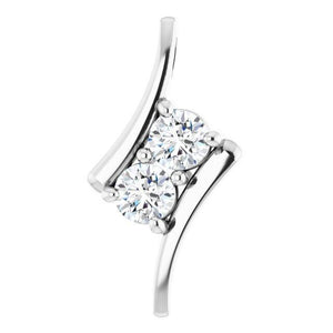 1/2 Carat White Natural Diamond Pendant In 14K Solid White Gold