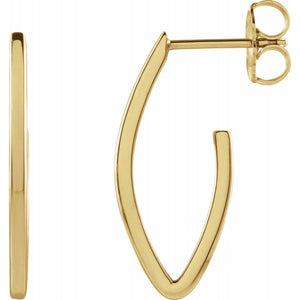 14K White Gold Geometric Teardrop Hoop Earrings