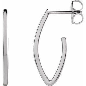 14K White Gold Geometric Teardrop Hoop Earrings