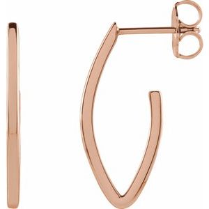 14K White Gold Geometric Teardrop Hoop Earrings