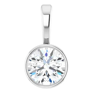 Women's 1/4 Carat Diamond Bezel-Set Round Charm Pendant In Platinum