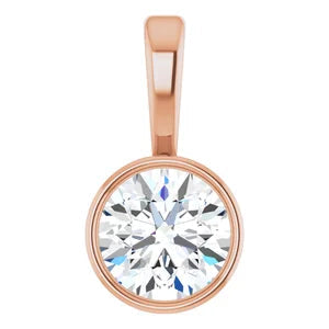 Women's 1/4 Carat Diamond Bezel-Set Round Charm Pendant In 14K Rose Gold