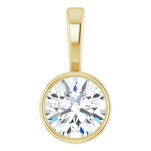 Women's 1/4 Carat Diamond Bezel-Set Round Charm Pendant In 14K White Gold