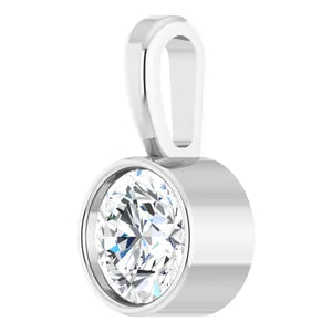 Women's 1/4 Carat Diamond Bezel-Set Round Charm Pendant In 14K White Gold