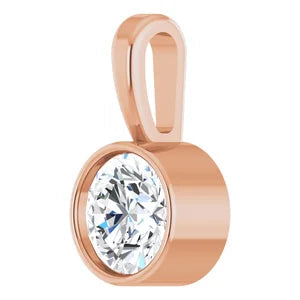 Women's 1/4 Carat Diamond Bezel-Set Round Charm Pendant In 14K Rose Gold