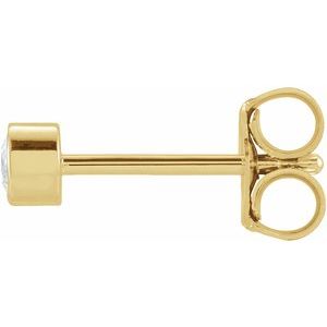 14K Yellow Gold .06 Carat Natural Diamond Micro Bezel Single Stud Earring